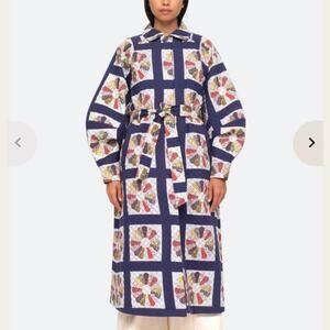 Sea New York Blue Floral Patchwork Coat